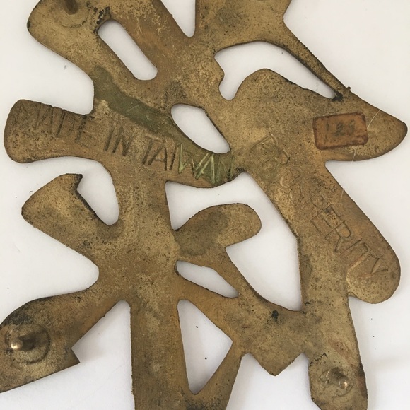 Vintage 4 Brass Trivet Character Set. Happiness,Long life, good luck, prosperity - Picture 2 of 6